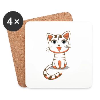white cat - Coasters (set of 4) - white - Front