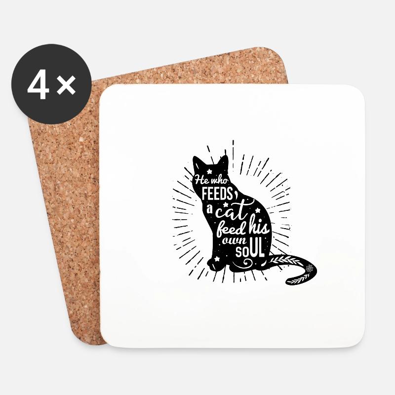 he who feeds a cat - Untersetzer (4er-Set) - Weiß