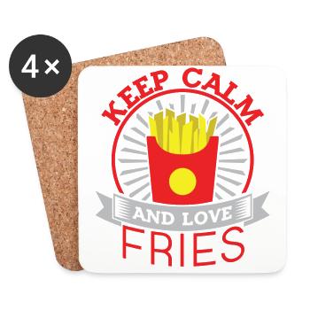 Keep Calm and love Fries - Coasters (set of 4) - white - Front