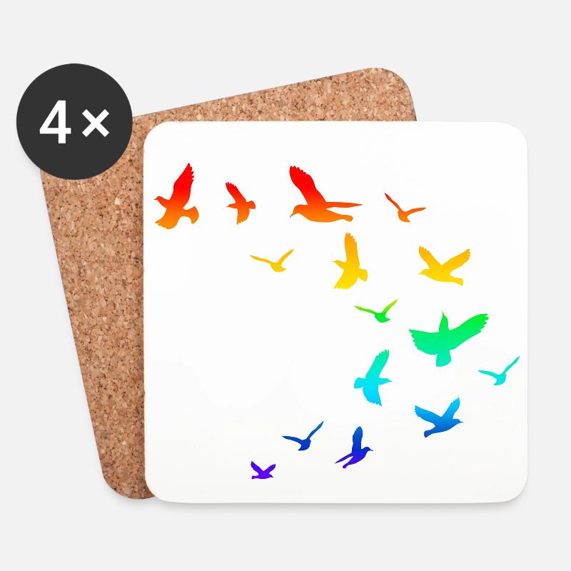 Vogelschwarm Vögel Regenbogen - Untersetzer (4er-Set) - Weiß