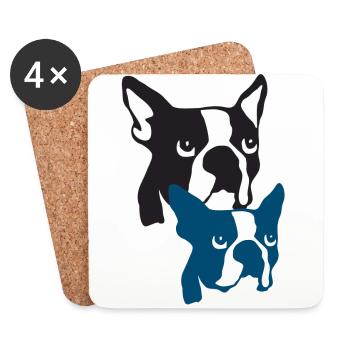 Boston Terrier Bone Tiger - Coasters (set of 4) - white - Front