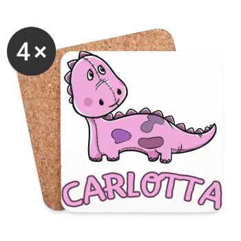 enfant drôle de dinosaure Carlotta Cadeau d'anniversaire - Dessous de verre (lot de 4) - blanc - Devant