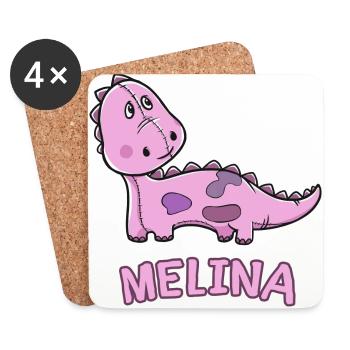 enfant drôle de dinosaure d'anniversaire cadeau Melina - Dessous de verre (lot de 4) - blanc - Devant