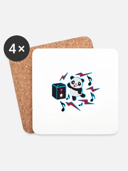 dancing panda - Coasters (set of 4) - white