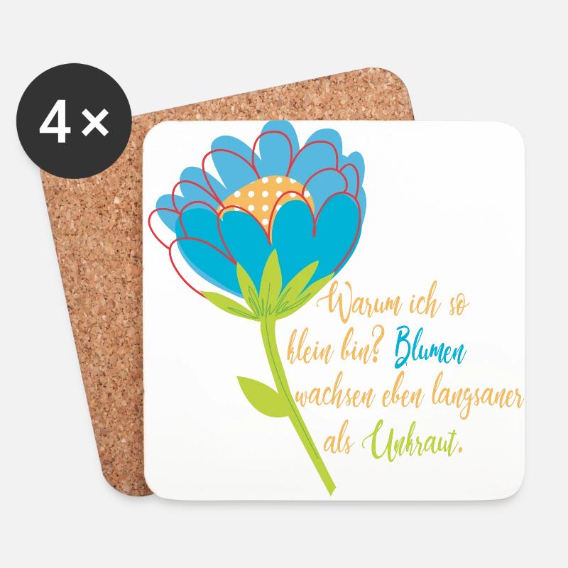 Blumen wachsen langsamer als Unkraut - Untersetzer (4er-Set) - Weiß