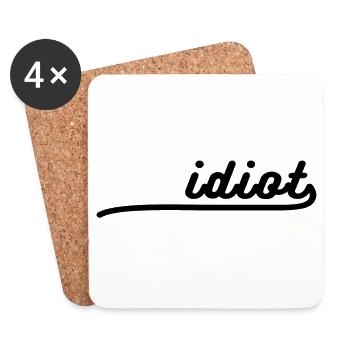 Idiot Logo Funny saying Gift Idea - Coasters (set of 4) - white - Front