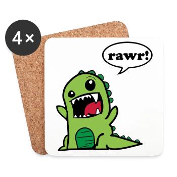 Rawr Dino Dinosaurier Niedlich Geschenk Idee - Untersetzer (4er-Set) - Weiß - Vorne