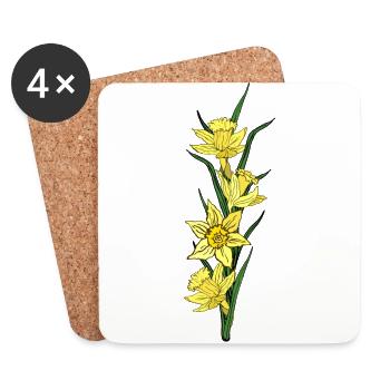 Valentine's Day Easter Birthday Wedding Daffodils - Coasters (set of 4) - white - Front