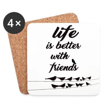 live is better with friends - Coasters (set of 4) - white - Front