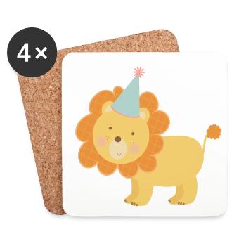 Illustration Leo Design Bébé Anniversaire - Dessous de verre (lot de 4) - blanc - Devant