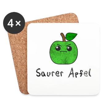 Sour apple vegan fruit word joke gift idea - Coasters (set of 4) - white - Front