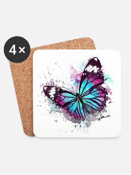Beautiful Butterfly Watercolour - Coasters (set of 4) - white