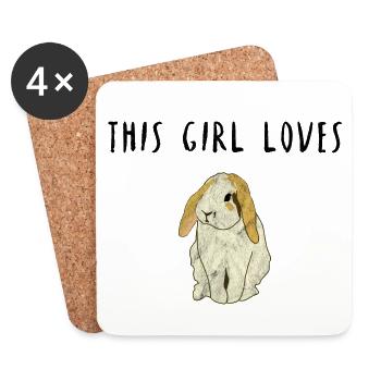 Cette fille aime lapins cadeau lapin - Dessous de verre (lot de 4) - blanc - Devant