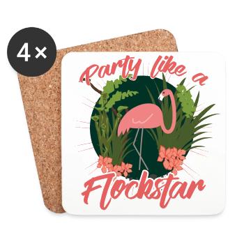 Parti comme un troupeau Flamingo étoile - Dessous de verre (lot de 4) - blanc - Devant