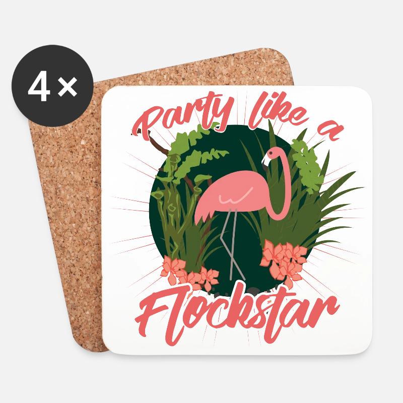 Party Flamingo like a Flockstar - Untersetzer (4er-Set) - Weiß