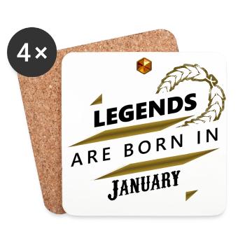 Les légendes sont nés en janvier nés Legends - Dessous de verre (lot de 4) - blanc - Devant