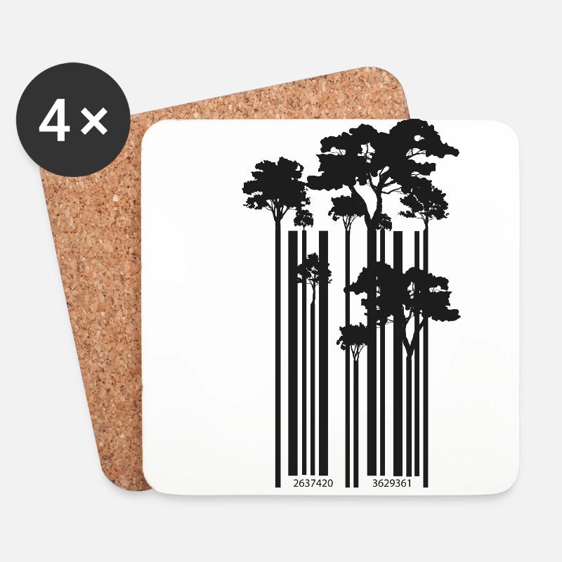 Coole Barcode Bäume Geschenk - Untersetzer (4er-Set) - Weiß