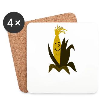 I like corn corncob gift idea vegan - Coasters (set of 4) - white - Front