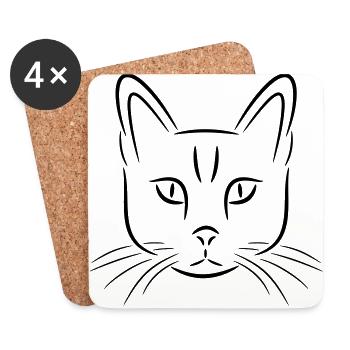 cat - Coasters (set of 4) - white - Front