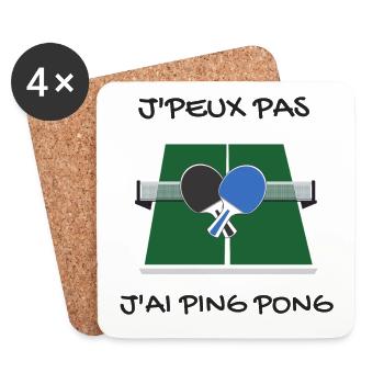 J'peux pas, j'ai ping pong - Dessous de verre (lot de 4) - blanc - Devant