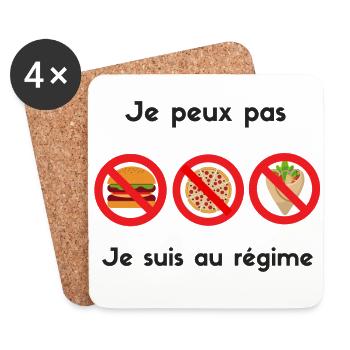 I can not, I'm on a diet - Coasters (set of 4) - white - Front