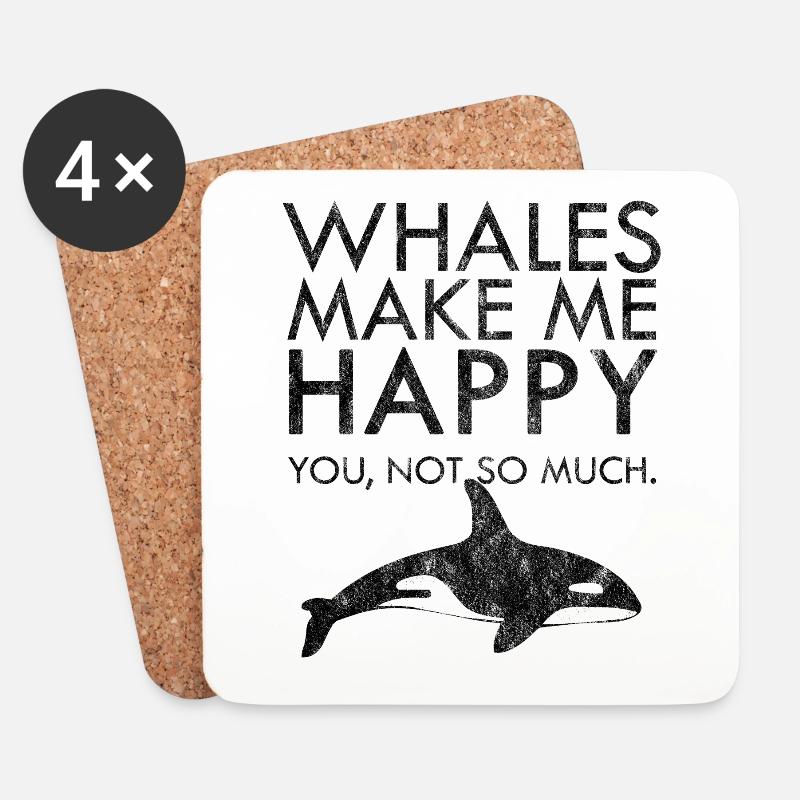 Whales make me happy Wal Meerestier Geschenk Idee - Untersetzer (4er-Set) - Weiß