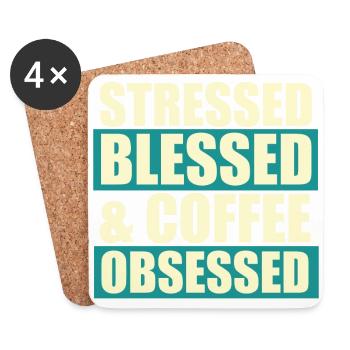 Stressed blessed - Coasters (set of 4) - white - Front