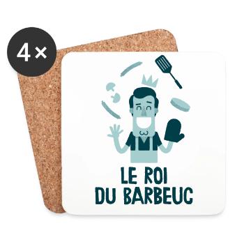 Le roi du barbeuc - Dessous de verre (lot de 4) - blanc - Devant