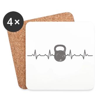 Kettle Bell Heartbeats Gifts - Coasters (set of 4) - white - Front