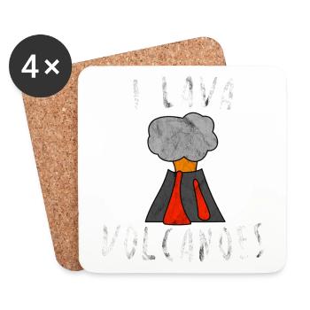 I love volcanoes volcano nature gift idea - Coasters (set of 4) - white - Front
