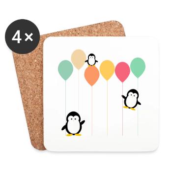 Penguins et ballons - Dessous de verre (lot de 4) - blanc - Devant