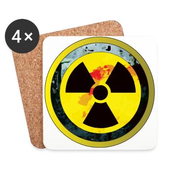 Caution Radioactive atom Radiation carries danger - Coasters (set of 4) - white - Front