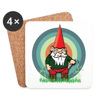 Böser und gemeiner Gartenzwerg Gnom Zwerg - Untersetzer (4er-Set) - Weiß - Vorne