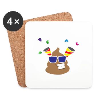 Parti Pooper Anniversaire - Dessous de verre (lot de 4) - blanc - Devant