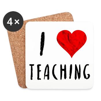 I love Teaching Lehrer Dozent Uni Geschenk Idee - Untersetzer (4er-Set) - Weiß - Vorne