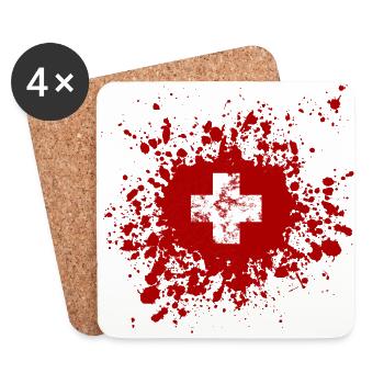 Switzerland - Schweiz - Untersetzer (4er-Set) - Weiß - Vorne
