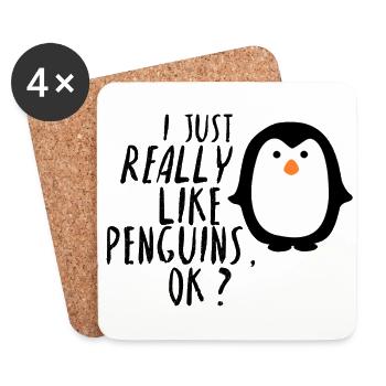 Je aime vraiment idée cadeau pingouin Penguins - Dessous de verre (lot de 4) - blanc - Devant