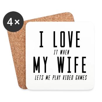 Wife Videogame Zocken Wortwitz Geschenk Idee - Untersetzer (4er-Set) - Weiß - Vorne