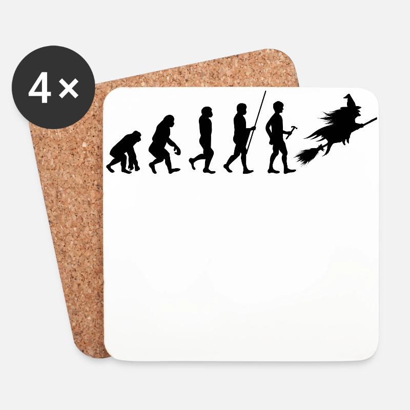 Evolution to the Witch T-Shirt Gift Halloween - Coasters (set of 4) - white