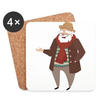 Grand-père Grand-père hipster idée cadeau - Dessous de verre (lot de 4) - blanc - Devant