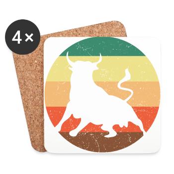South American Bull Retro - Coasters (set of 4) - white - Front