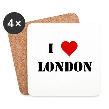 I love London cadeau noir ville idée - Dessous de verre (lot de 4) - blanc - Devant