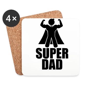 "SUPER DAD" Tshirt - Geschenkidee - Untersetzer (4er-Set) - Weiß - Vorne