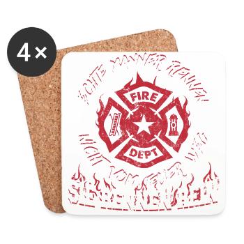 Firefighter fire fire engine fire truck - Coasters (set of 4) - white - Front