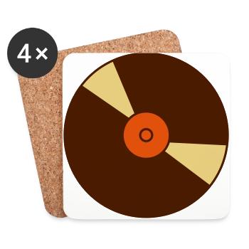 cadeau disque vinyle Retro - Dessous de verre (lot de 4) - blanc - Devant