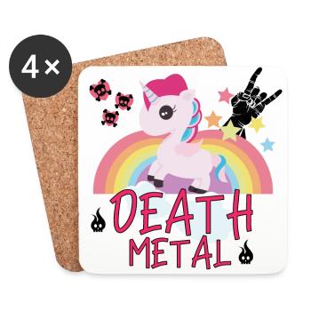 Death Metal Einhorn Regenbogen Pferd Rock Geschenk - Untersetzer (4er-Set) - Weiß - Vorne