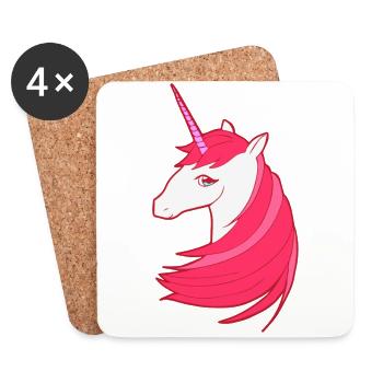 Das rote letzte Einhorn - Untersetzer (4er-Set) - Weiß - Vorne