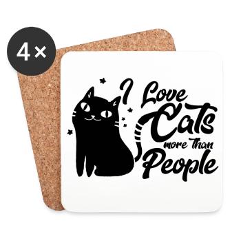 amant de chemise de chat de chat, ami de chat - Dessous de verre (lot de 4) - blanc - Devant