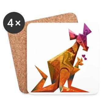 kangaroo - Coasters (set of 4) - white - Front