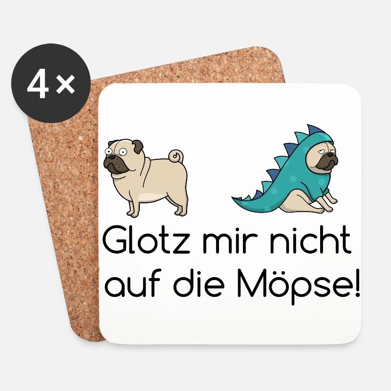 Glotz mir nicht auf die Möpse lustige Geschenkidee - Untersetzer (4er-Set) - Weiß